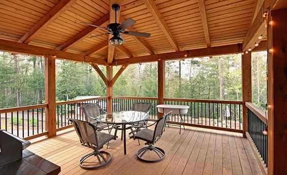 Covered deck installation in Chesterton for year-round outdoor living and comfort.