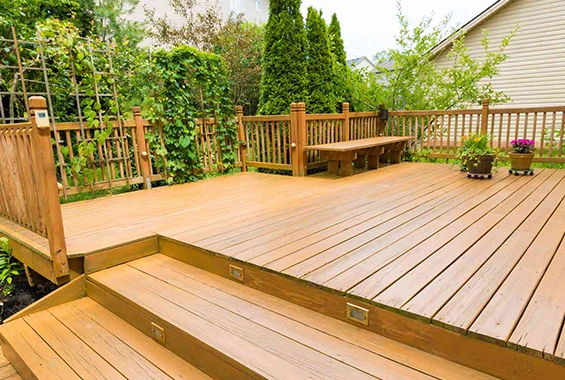 Wood deck construction in Portage for natural, durable outdoor spaces.