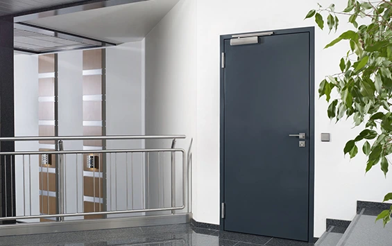 Heavy-duty steel security door installation in Valparaiso for commercial protection.